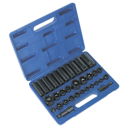 Sealey 32pc 3/8" & 1/2"Sq Drive Impact Socket Set Standard/Deep - Metric/Imperial AK681