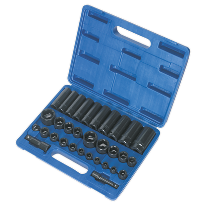 Sealey 32pc 3/8" & 1/2"Sq Drive Impact Socket Set Standard/Deep - Metric/Imperial AK681