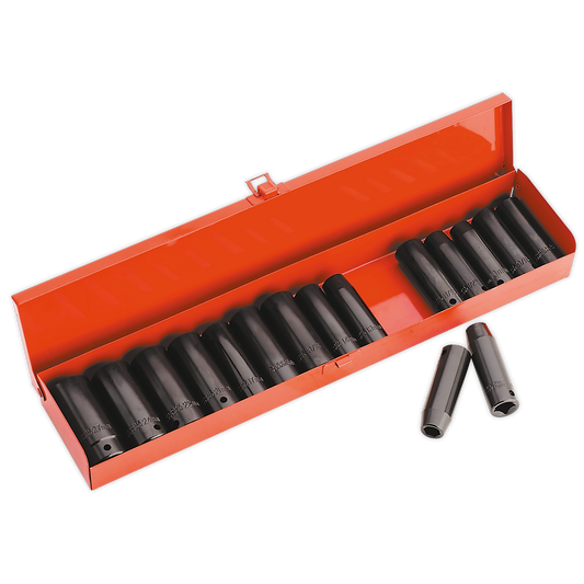 Sealey 16pc 1/2"Sq Drive Impact Socket Set Deep - Metric/Imperial AK685