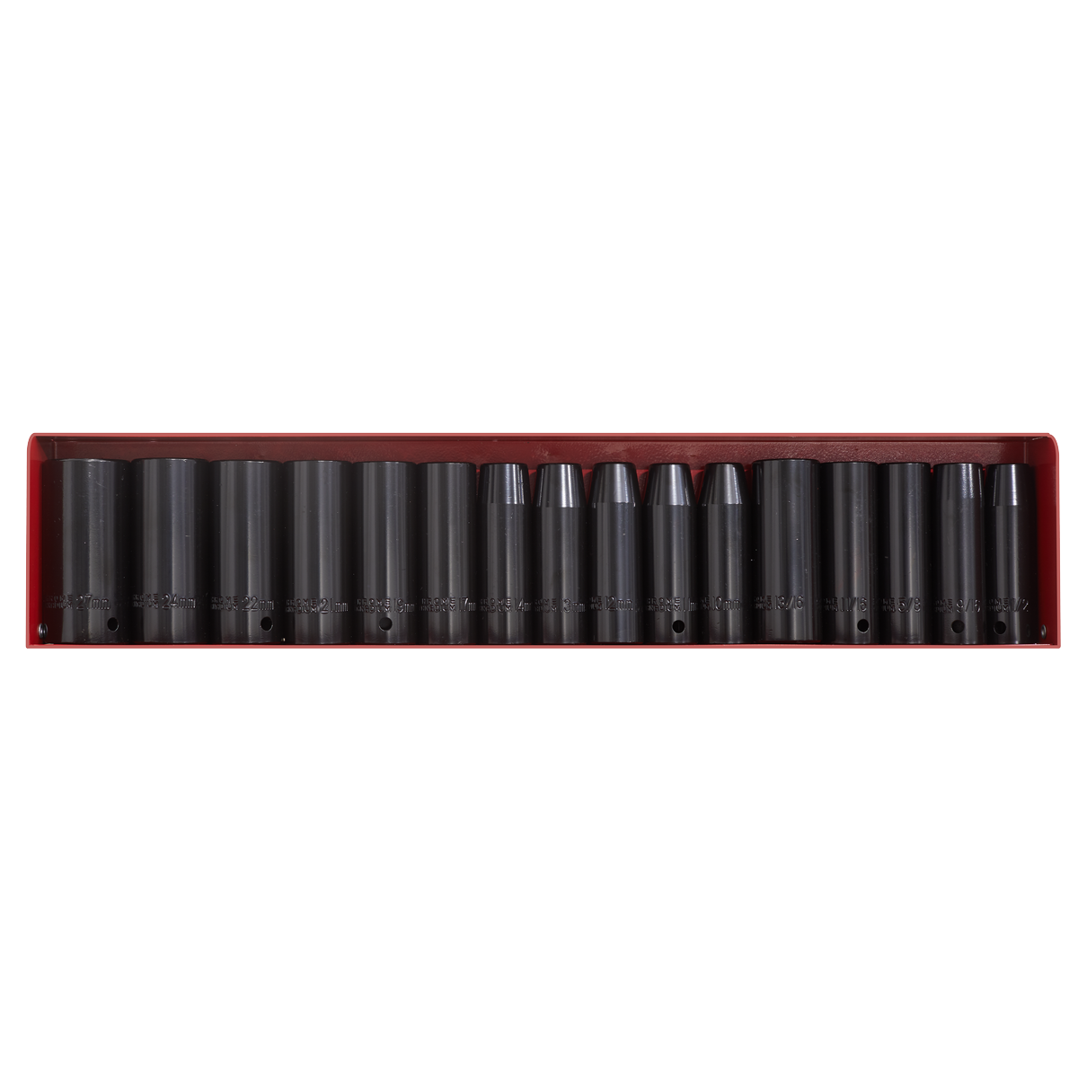 Sealey 16pc 1/2"Sq Drive Impact Socket Set Deep - Metric/Imperial AK685