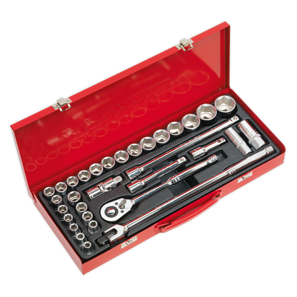 Sealey 32pc 1/2"Sq Drive Socket Set - Metric/Imperial AK693