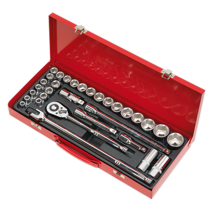 Sealey 32pc 1/2"Sq Drive Socket Set - Metric/Imperial AK693
