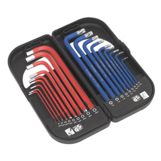 Sealey 18pc Anti-Slip Long TRX-Star* & Ball-End Hex Key Set AK7176