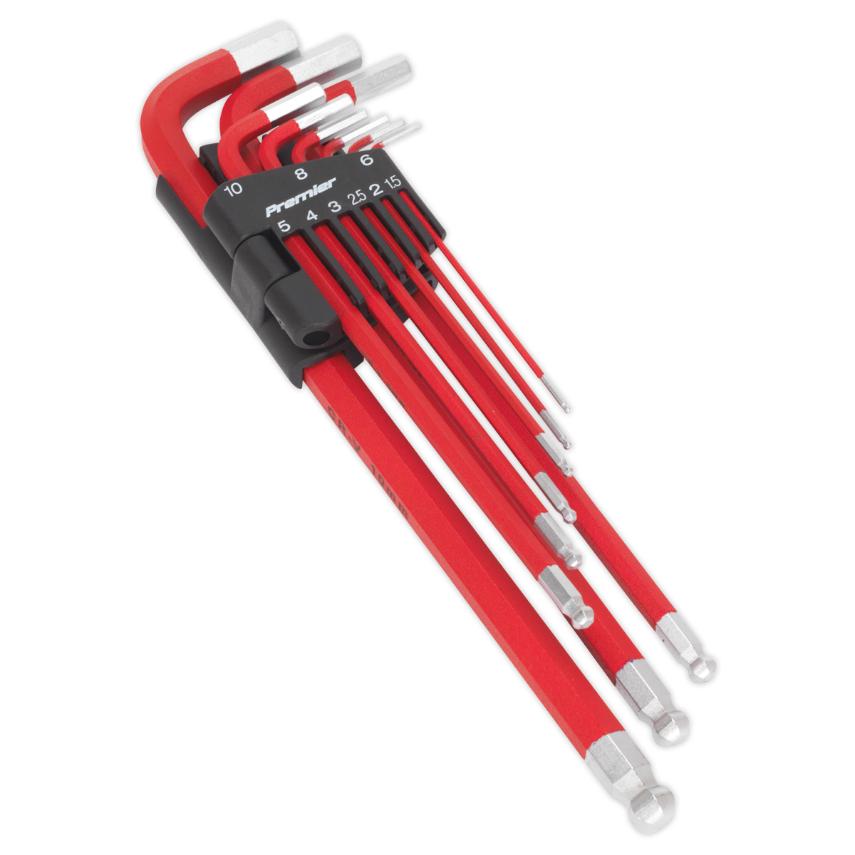 Sealey 9pc Anti-Slip Extra-Long Ball-End Hex Key Set - Display Box of 10 AK7183