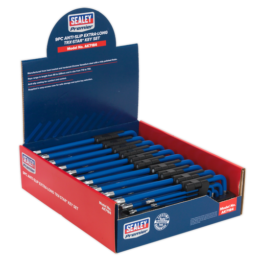 Sealey 9pc Anti-Slip Extra-Long TRX-Star* Key Set - Display Box of 10 AK7184