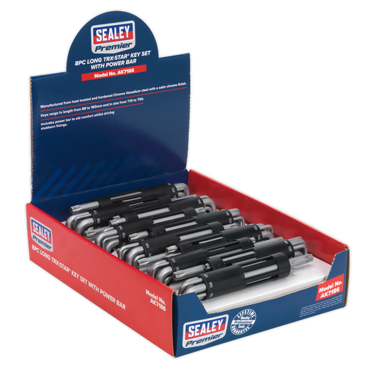 Sealey 8pc Long TRX-Star* Key Set with Power Bar - Display Box of 10 AK7186