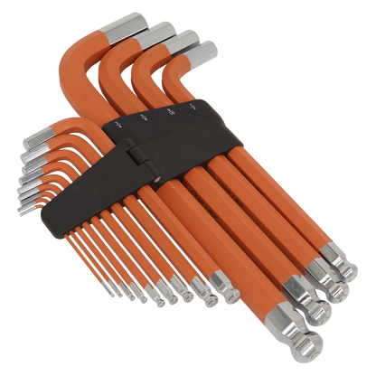 Sealey 13pc Extra-Long Anti-Slip Jumbo Ball-End Hex Key Set - Imperial AK71870