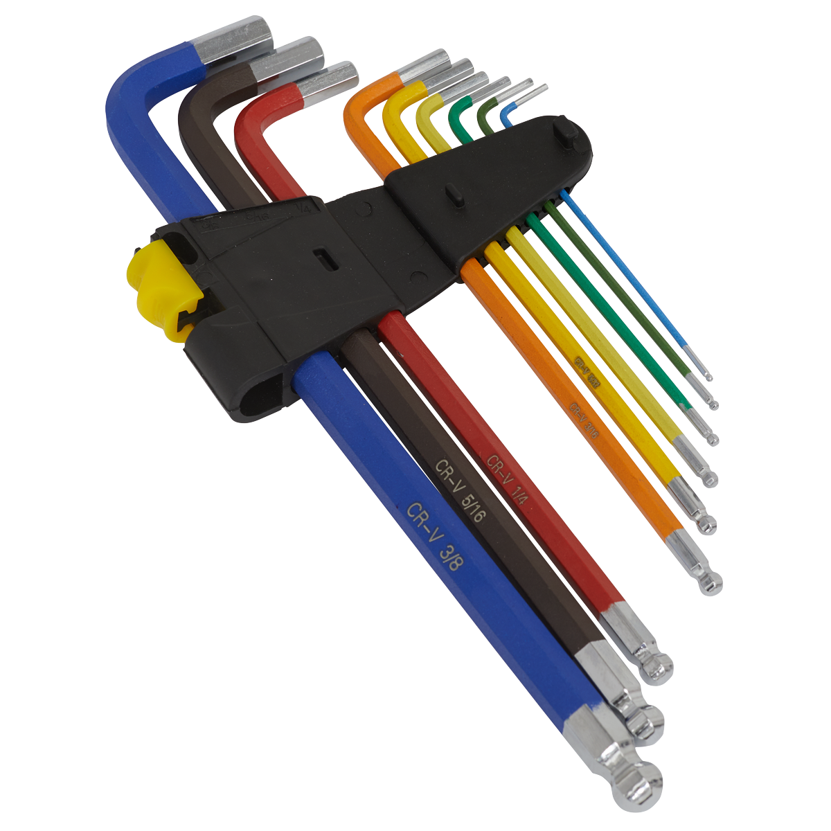 Sealey 9pc Anti-Slip Extra-Long Ball-End Hex Key Set - Imperial AK7198