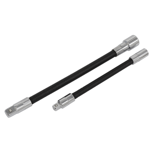 Sealey 2pc Flexible Extension Adaptor Set 1/4"Sq x 150mm & 3/8"Sq x 200mm AK7341