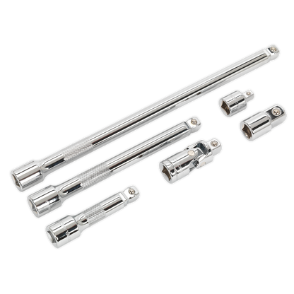 Sealey 6pc 3/8"Sq Drive Wobble/Rigid Extension Bar, Adaptor & Universal Joint Set AK7690