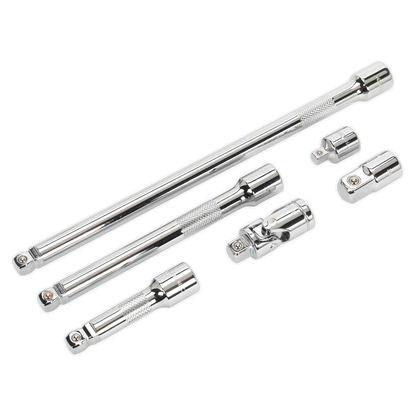 Sealey 6pc 3/8"Sq Drive Wobble/Rigid Extension Bar, Adaptor & Universal Joint Set AK7690