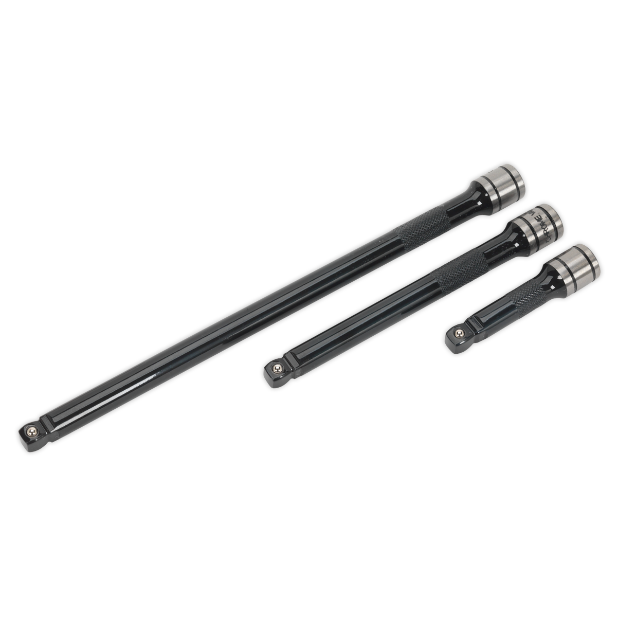 Sealey 3pc 3/8"Sq Drive Wobble/Rigid Extension Bar Set Black Series AK7691
