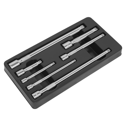 Sealey 7pc 1/4", 3/8" & 1/2"Sq Drive Wobble/Rigid Extension Bar Set AK770