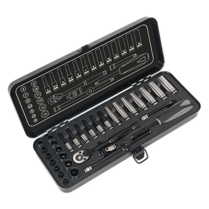 Sealey 32pc 1/4"Sq Drive Socket Set - Black Series AK7970