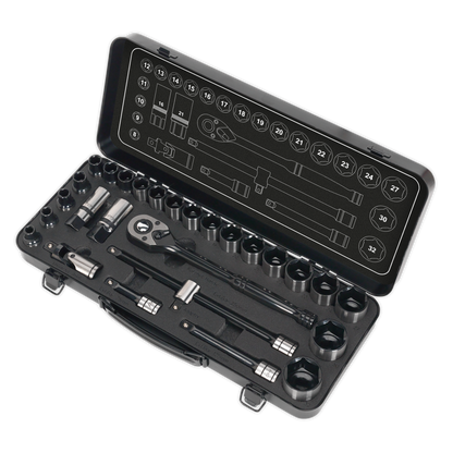 Sealey 28pc 1/2"Sq Drive Socket Set - Black Series AK7972