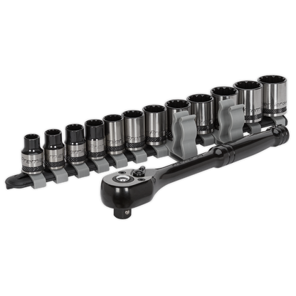 Sealey 13pc 3/8"Sq Drive Total Drive® Socket Set - Black Series AK7973