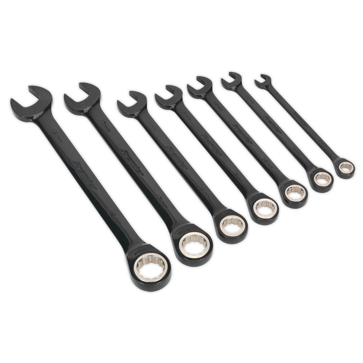 Sealey 7pc Combination Ratchet Spanner Set - Black Series AK7978