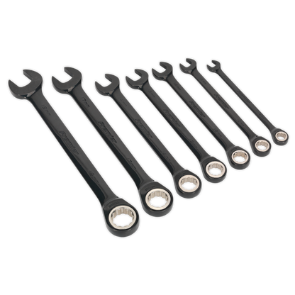 Sealey 7pc Combination Ratchet Spanner Set - Black Series AK7978