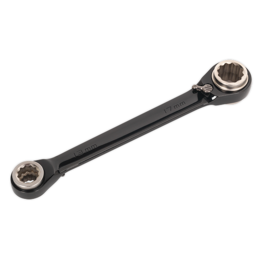 Sealey 4-in-1 Reversible Ratchet Ring Spanner - Black Series AK7979