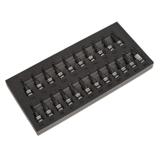 Sealey 22pc 3/8"Sq Drive TRX-Star*/Hex/Spline Socket Bit Set - Black Series AK7985
