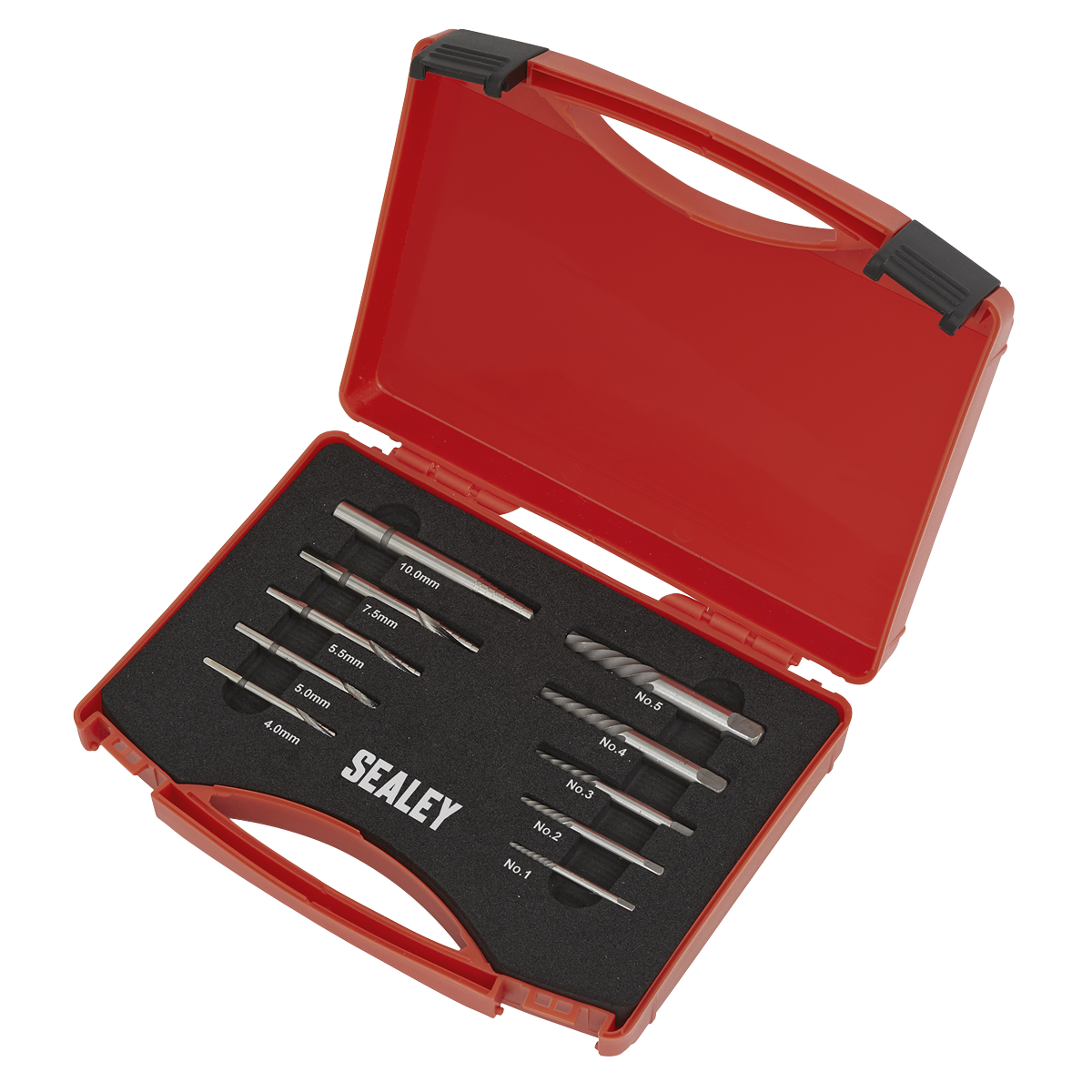 Sealey 10pc Step Drill Screw/Bolt Extractor Set AK8187