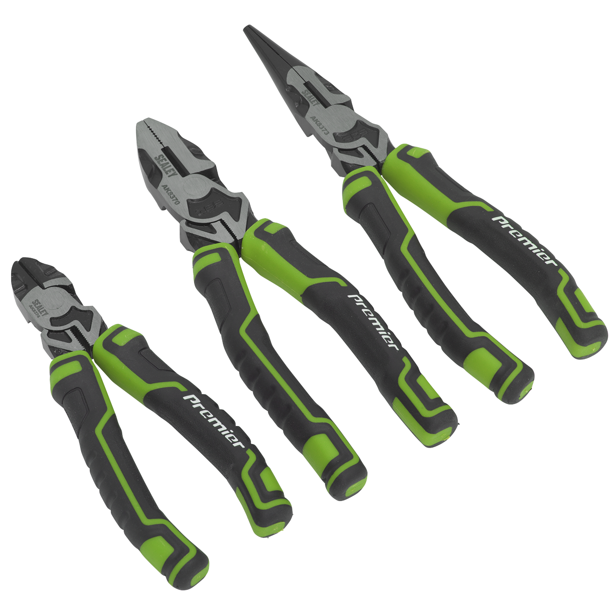 Sealey 3pc High Leverage Pliers Set - Hi-Vis Green AK8376HV