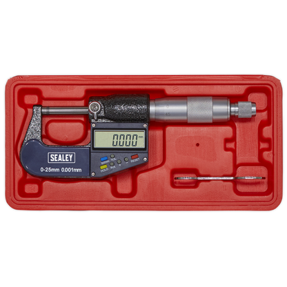 Sealey 0-25mm(0-1") Digital External Micrometer AK9635D