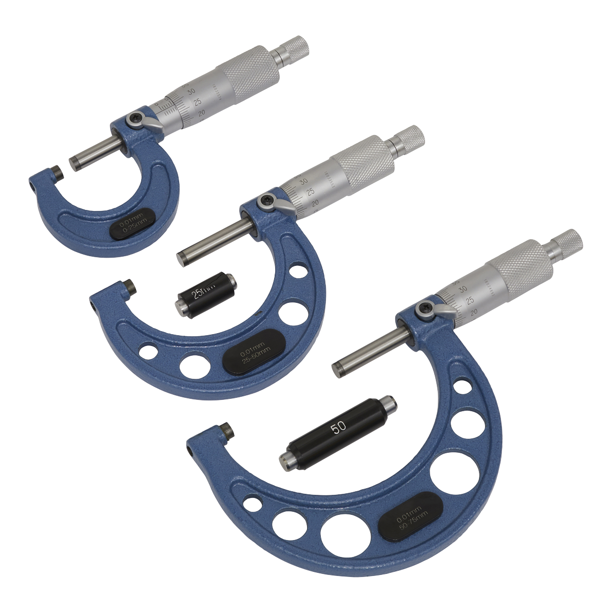 Sealey 3pc Micrometer Set - Metric AK9651M