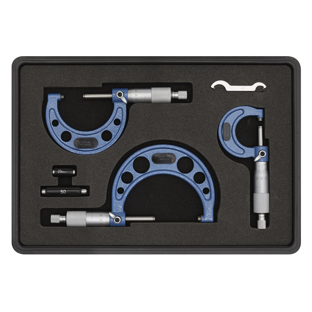 Sealey 3pc Micrometer Set - Metric AK9651M