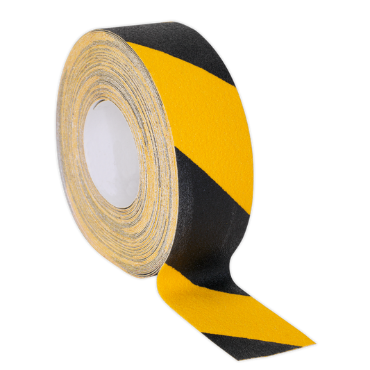 Sealey 50mm x 18m Black & Yellow Self-Adhesive Anti-Slip Tape ANTBY18