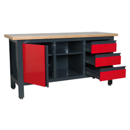 Sealey Workstation with 3 Drawers, 1 Cupboard & Open Storage AP1905B