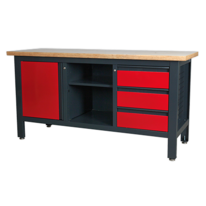 Sealey Workstation with 3 Drawers, 1 Cupboard & Open Storage AP1905B