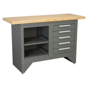 Sealey Heavy-Duty Workbench with 5 Drawers AP2030BB