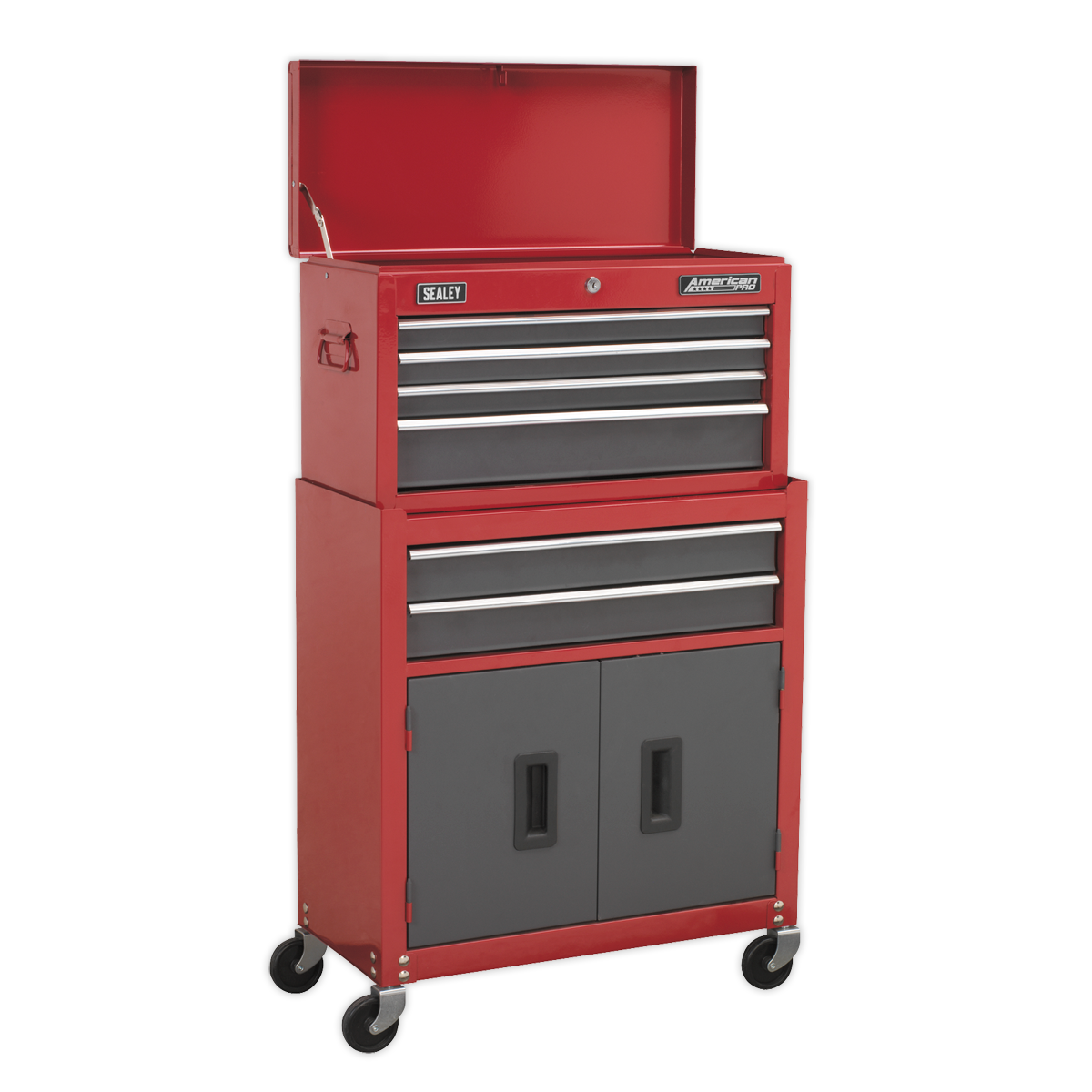 Sealey 6 Drawer Topchest & Rollcab Combination with Ball-Bearing Slides - Red/Grey AP2200BB
