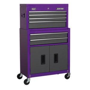 Sealey 6 Drawer Topchest & Rollcab Combination with Ball-Bearing Slides - Purple/Grey AP2200BBCP