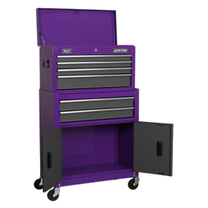 Sealey 6 Drawer Topchest & Rollcab Combination with Ball-Bearing Slides - Purple/Grey AP2200BBCP