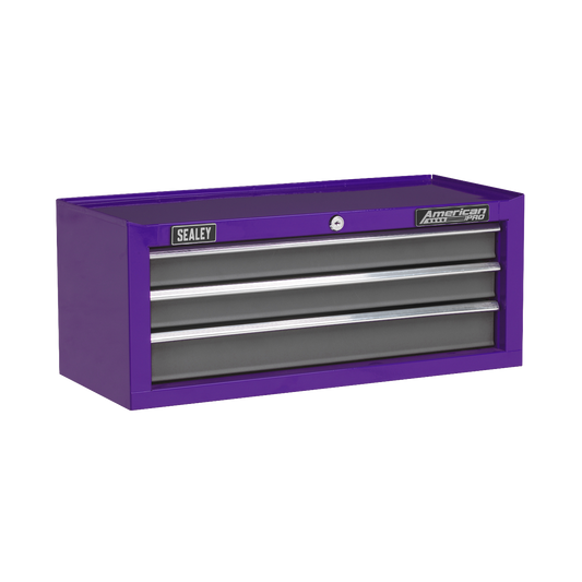 Sealey 3 Drawer Mid-Box with Ball-Bearing Slides - Purple/Grey AP22309BBCP