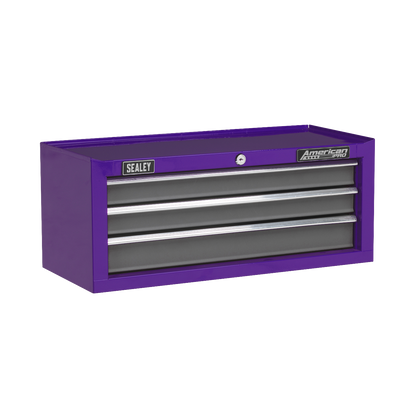 Sealey 3 Drawer Mid-Box with Ball-Bearing Slides - Purple/Grey AP22309BBCP