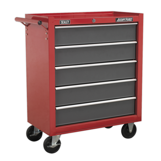 Sealey 5 Drawer Rollcab with Ball-Bearing Slides - Red/Grey AP22505BB