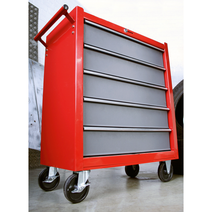 Sealey 5 Drawer Rollcab with Ball-Bearing Slides - Red/Grey AP22505BB