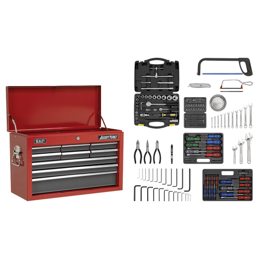 Sealey 9 Drawer Topchest with Ball-Bearing Slides & 205pc Tool Kit AP22509BBCOMB