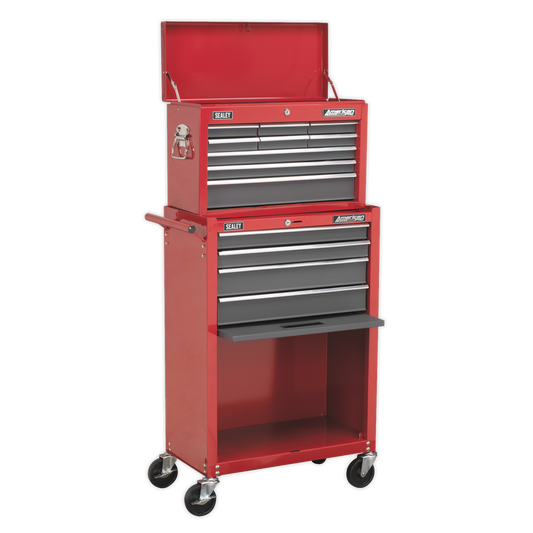 Sealey 13 Drawer Topchest & Rollcab Combination with Ball-Bearing Slides - Red/Grey AP22513BB
