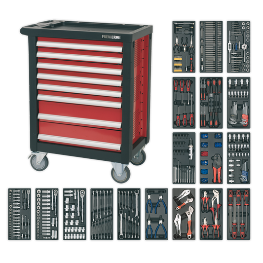 Sealey 8 Drawer Rollcab with Ball-Bearing Slides & 707pc Tool Kit AP2408TTC08