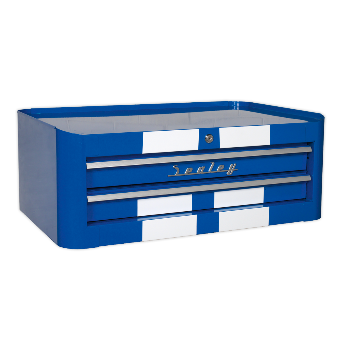 Sealey 2 Drawer Retro Style Mid-Box - Blue with White Stripes AP28102BWS