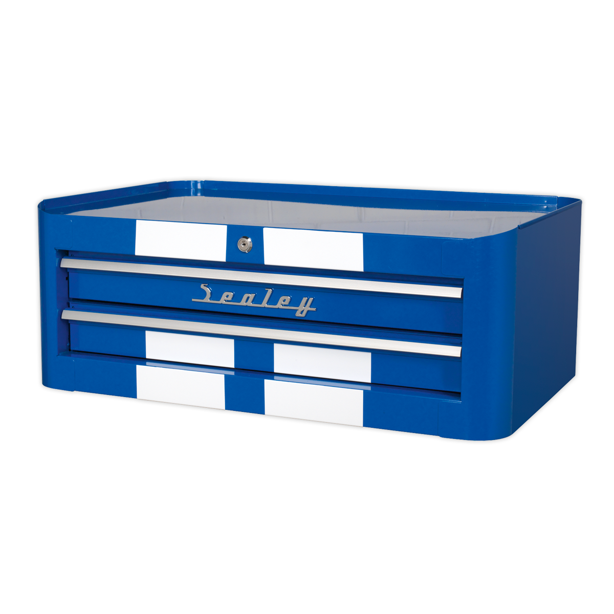 Sealey 2 Drawer Retro Style Mid-Box - Blue with White Stripes AP28102BWS