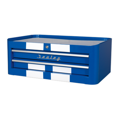 Sealey 2 Drawer Retro Style Mid-Box - Blue with White Stripes AP28102BWS