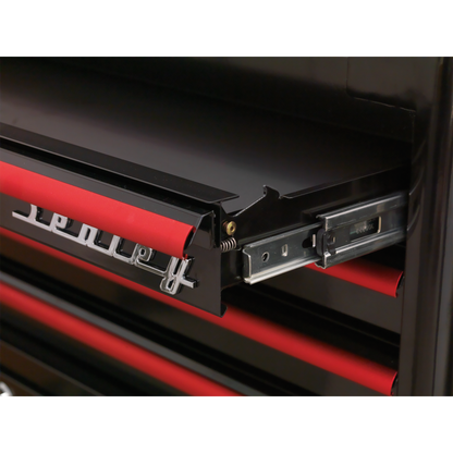 Sealey 4 Drawer Retro Style Topchest - Black with Red Anodised Drawer Pulls AP28104BR