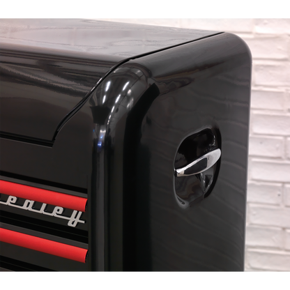 Sealey 4 Drawer Retro Style Topchest - Black with Red Anodised Drawer Pulls AP28104BR