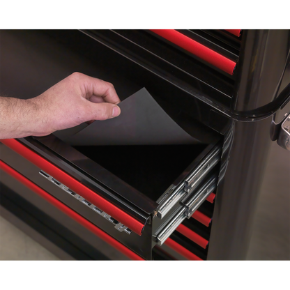 Sealey 4 Drawer Retro Style Rollcab - Black with Red Anodised Drawer Pulls AP28204BR