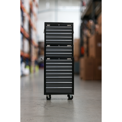 Sealey Tool Chest Combination 16 Drawer with Ball-Bearing Slides - Black/Grey AP35STACK